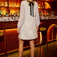 Yumi White Sequin Tunic With Tie Back And Sheer Sleeves