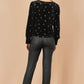 Yumi Black Sparkle Bow Print Velvet Top