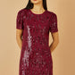 Yumi Burgundy Sequin Stretch Tunic Dress