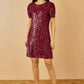 Yumi Burgundy Sequin Stretch Tunic Dress