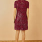 Yumi Burgundy Sequin Stretch Tunic Dress