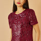 Yumi Burgundy Sequin Stretch Tunic Dress