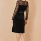 Yumi Black Velvet Skater Dress With Mesh Bow Sleeves