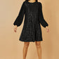 Yumi Black Velvet Sequin Tunic With Long Pleated Sleeves