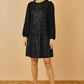 Yumi Black Velvet Sequin Tunic With Long Pleated Sleeves