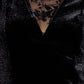 Yumi Black Fitted Velvet Dress With Sheer Floral Sleeves