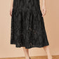 Yumi Black Mesh Applique Sequin Midi Skirt