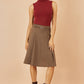 Yumi Brown Pleated Midi Skirt With Matching Belt