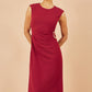 Yumi Burgundy Buckle Detail Ruched Dress