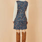 Yumi Navy Fox Long Sleeve Layered Tunic Dress With Front Pocket