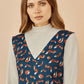 Yumi Navy Fox Long Sleeve Layered Tunic Dress With Front Pocket