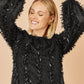 Yumi Black Hanging Sequin Long Sleeve Top