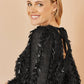 Yumi Black Hanging Sequin Long Sleeve Top