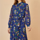 Yumi Recycled Navy Raccoon Print Shirt Midi Dress