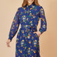 Yumi Recycled Navy Raccoon Print Shirt Midi Dress