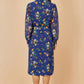 Yumi Recycled Navy Raccoon Print Shirt Midi Dress