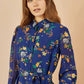 Yumi Recycled Navy Raccoon Print Shirt Midi Dress