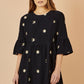 Yumi Black Cosmic Embroidery Cord Tunic Dress