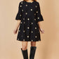 Yumi Black Cosmic Embroidery Cord Tunic Dress