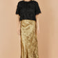 Yumi Gold Satin Midi Skirt