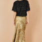 Yumi Gold Satin Midi Skirt
