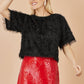 Yumi Black Lurex Fringe Relaxed Fit Top