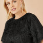 Yumi Black Lurex Fringe Relaxed Fit Top