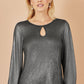 Yumi Black Metallic Bow Back Top