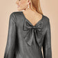 Yumi Black Metallic Bow Back Top