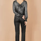 Yumi Black Metallic Bow Back Top