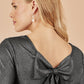 Yumi Black Metallic Bow Back Top