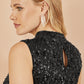 Yumi Black Sequin High Neck Top