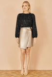 Yumi Gold Faux Leather Wrap Mini Skirt