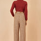 Yumi Brown Check Wide Leg Trousers