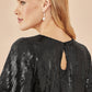 Yumi Black Sequin Tassels Hem Midi Tunic Dress
