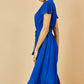 Yumi Blue Button Detail Midi Dress With Ruched Waist And Metallic Thread
