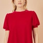 Yumi Red Velvet Puff Sleeve Top