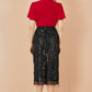 Yumi Red Velvet Puff Sleeve Top