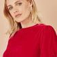 Yumi Red Velvet Puff Sleeve Top