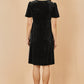 Yumi Black Velvet Skater Dress With Dimante Bow Detail