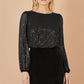 Yumi Black Sequin And Velvet Mini Dress