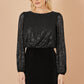 Yumi Black Sequin And Velvet Mini Dress