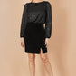 Yumi Black Sequin And Velvet Mini Dress