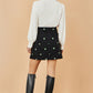 Yumi Black Flower Embroidered Cord Mini Skirt