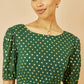 Yumi Green Gold Foil Spot Midi Dress With Scoop Back