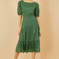 Yumi Green Gold Foil Spot Midi Dress With Scoop Back