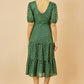 Yumi Green Gold Foil Spot Midi Dress With Scoop Back