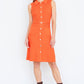 Yumi Orange Rib Knitted Skater Dress With Buckle Detail