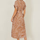 Yumi Brown Abstract Swirl Print Relaxed Midi Shirt Dress With Belt