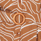 Yumi Brown Abstract Swirl Print Relaxed Midi Shirt Dress With Belt